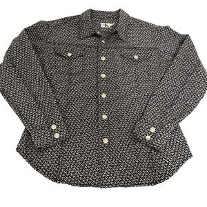 Calvin Klein Womens Shirt Western SZ L Black Cowgirl Country Rodeo Micro Florals